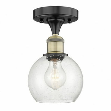 Innovations Lighting  Edison Athens - 1 Light 6" Semi-Flush Mount Black Antique Brass/Seedy