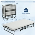 thumbnail image 3 of Costway Lit Pliable Robuste en Métal Lit d'Appoint Lit de Jour avec Matelas en Mousse Mémoire de 4 Pouces, 3 of 10