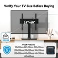 thumbnail image 2 of MountFTV Swivel Table Top TV Stand for 24-60 inch TVs, Holds up to 88lbs, Max 400x400mm, 50 degrees Swivels Adjustable Tabletop TV Stand with Tempered Glass Base, 2 of 8