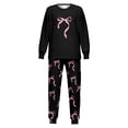 thumbnail image 6 of Kids Girls Pajamas Set Cute Bow Tie Print Long Sleeve Pullover with Pants Cozy Pajamas Set Fall Pajamas Set 13-14 Years, 6 of 6