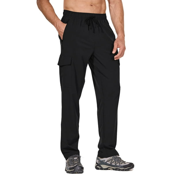 Pantalones de Senderismo Baleaf para Hombre, Ligero, Resistente al Agua, Negro, Talla L