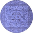 thumbnail image 1 of Ahgly Company Machine Washable Indoor Round Oriental Blue Industrial Area Rugs, 3' Round, 1 of 4