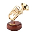 thumbnail image 1 of Caja de música giratoria para trompeta, plástico con aspecto de latón dorado, 1 of 1