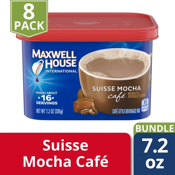 Maxwell House International Suisse Mocha Beverage Mix, 7.2 oz canister (pack of 8)