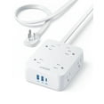 thumbnail image 1 of Anker Surge Protector Regleta de enchufe plano 2000J, cable de extensión delgado de 5 pies con 8 salidas, 2 puertos USB A y 1 puerto USB C, 20 W para iPhone15, montaje en pared, compacto para el hogar, 1 of 5