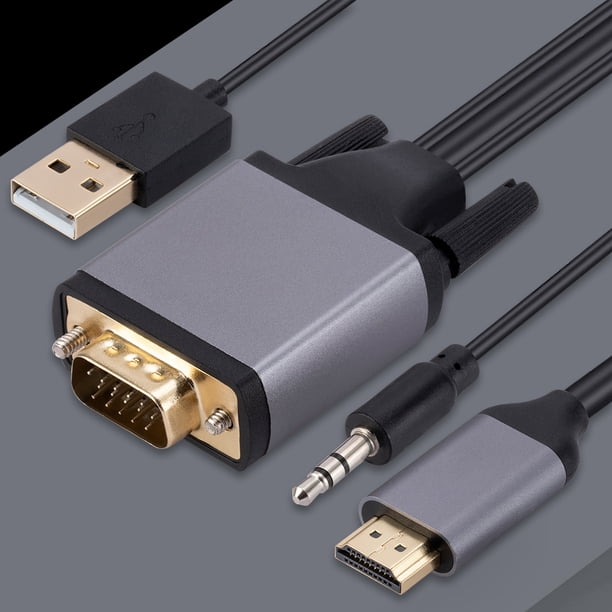 Cable convertidor de audio y video HD 1080P compatible con HDMI a VGA para monitor de proyector