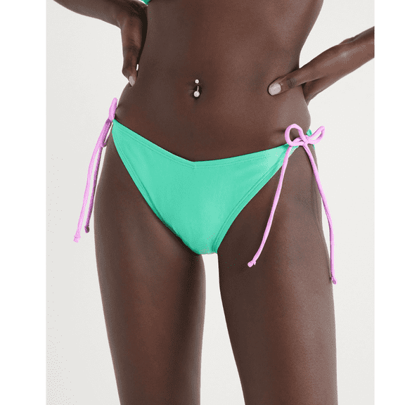Juniors’ Pink String Bikini Bottoms – Tie Side Swimwear, Size X-Large (15–17)