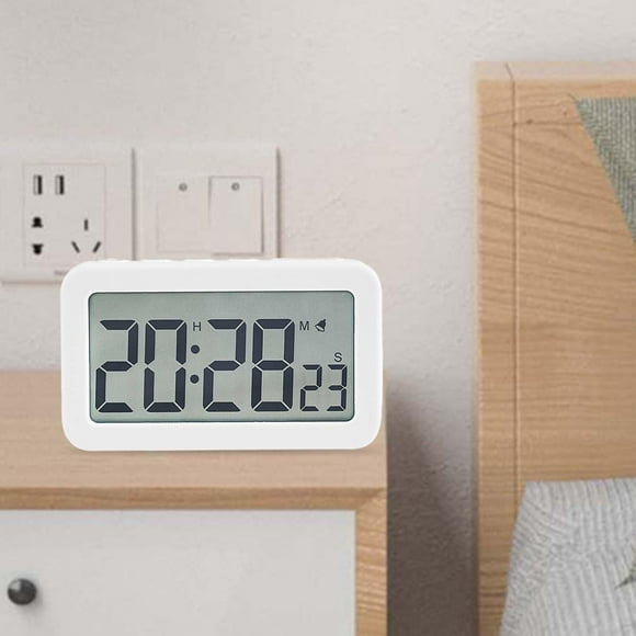 Reloj digital/relojes de mesa de escritorio/repetición de repetición/pantalla de 12/24 horas/reloj pequeño/relojes de escritorio temporizador de , blanco BLESIY Reloj digital