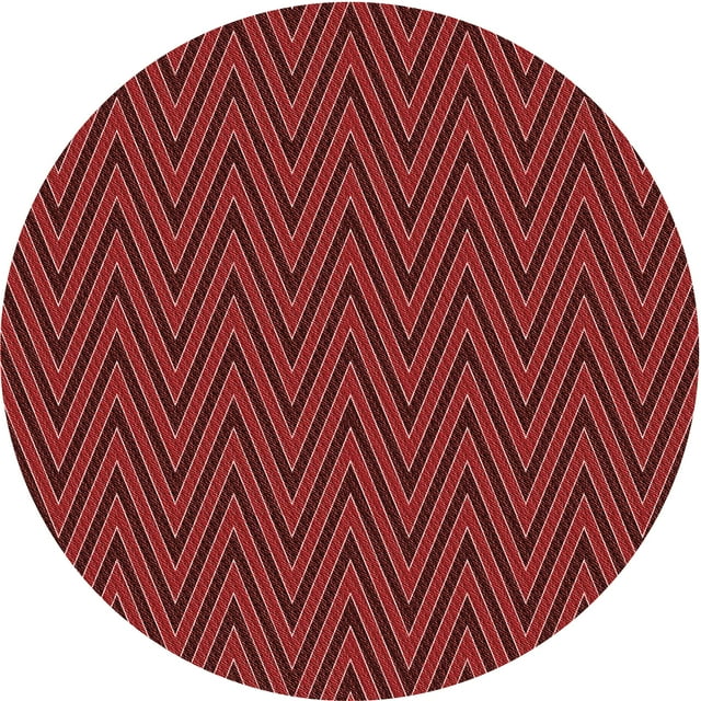 Ahgly Company Tapis Rond Lavable en Machine Intérieur Transitionnel Rouge Canneberge, 6 Pieds Rond