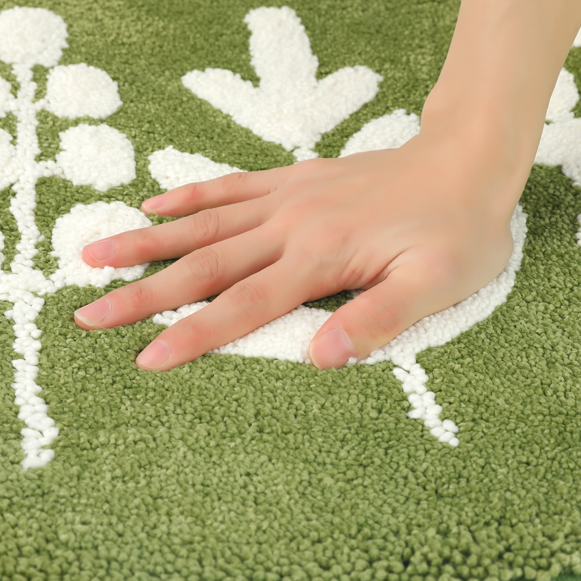 Unique Bargains Bathroom Rugs Soft Plush Fluffy Non-Slip Printing Quick Dry Bath Rugs Leaves-2 18"x26"