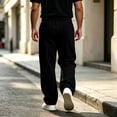 thumbnail image 4 of Rexolia Mens Stretch Straight Sweatpants 2 Zip Pockets Elastic Drawstring Waist Lightweight Black L, 4 of 5