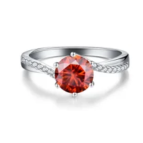 1 Carat Real Red Color Moissanite Engagement Rings for Women Sparkling Moissanite S925 Sterling Silver Ring US 5I6I7I8I9 Size