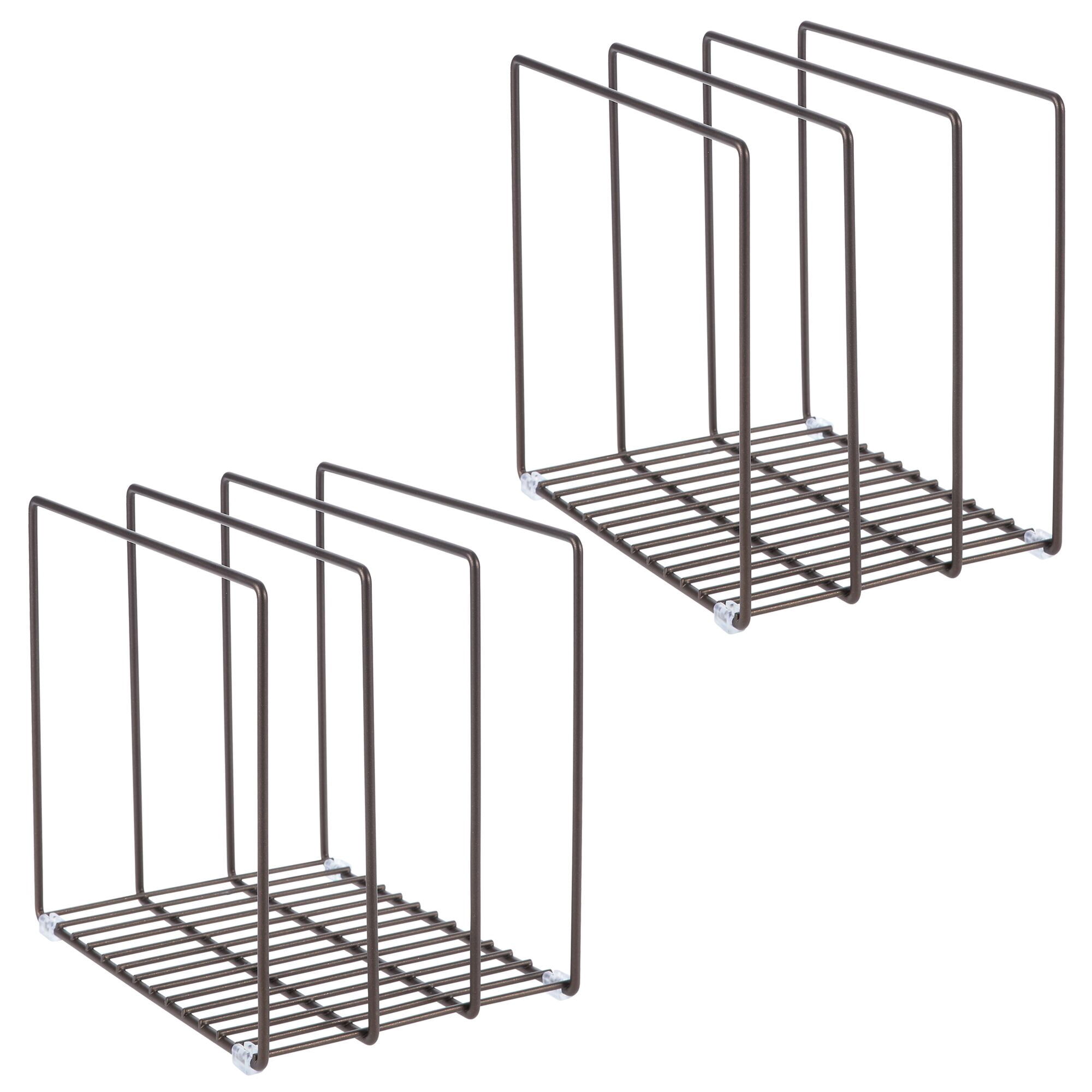 mDesign Steel Storage Tray Organizer Rack for Kitchen Cabinet - 2 Pack - Bronze