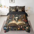 thumbnail image 2 of Homewish Flowers Skull Twin Bedding Sets 7-Piece for Female Men Women,Retro Vintage Bedding Comforter Set Microfiber,Gothic Style Breathable Sheet Sets,Microfiber Bedroom Decor,Reversible, 2 of 8