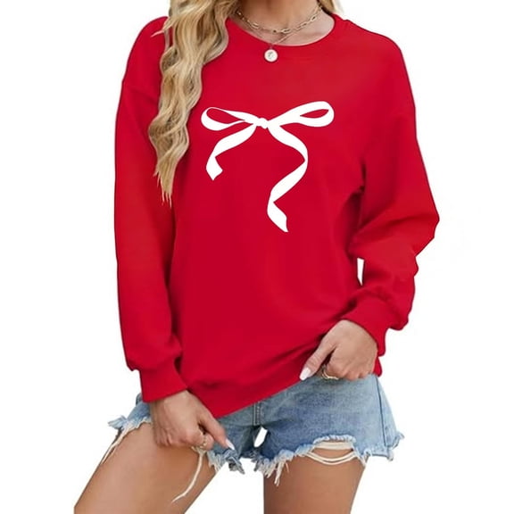 Valentines Day Red Shirt for Women Valentine's Day Printed Long Sleeve Sweatshirt Comfy Crewneck Vacation Tee, XS