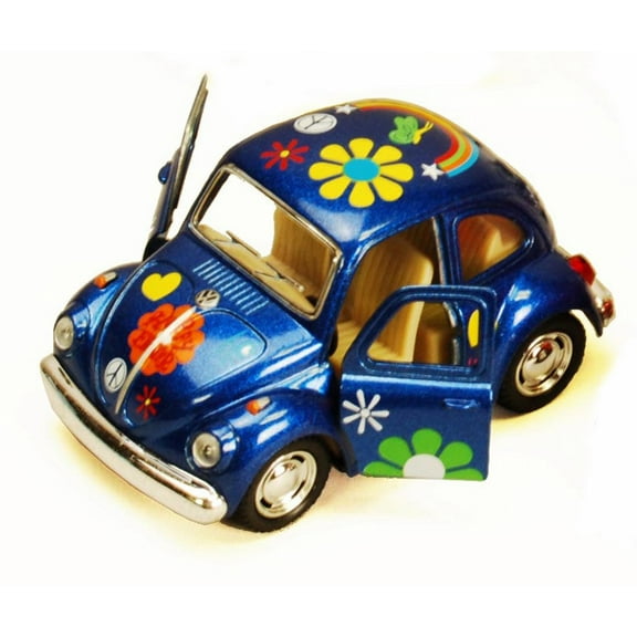 1967 Volkswagen Classic Beetle with Decals, Blue - Kinsmart 4026DF - 3.75" Diecast Model Toy Car (Brand New, but NOT IN BOX)