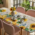 thumbnail image 3 of Yellow Sunflowers Table Cloths for 8 Foot Rectangle Tables, Elegant Pastoral Floral Daisy Bees Patio Waterproof Elastic Fitted Tablecloths, Washable Rectangular Table Cover for Camping, 3 of 8