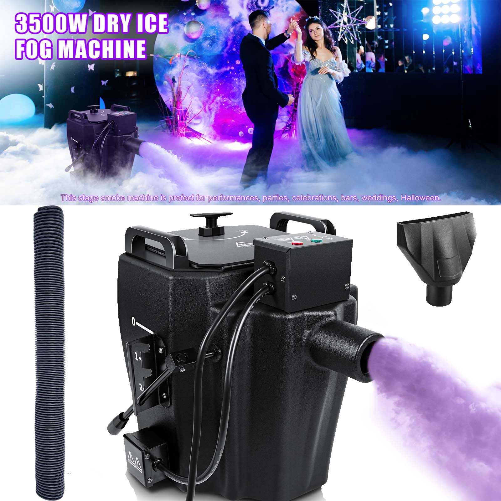 Smoke Machine Fog Machine 3500W Dry Ice Low-Lying Smoke Machine - Manual Control for Indoor/Outdoor, Wedding, Party, Club, KTV, Stage Effects