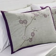 thumbnail image 3 of Chezmoi Collection 7-piece Luxury Purple Cherry Blossoms Floral Embroidery Bedding Comforter Set, Queen, 3 of 8