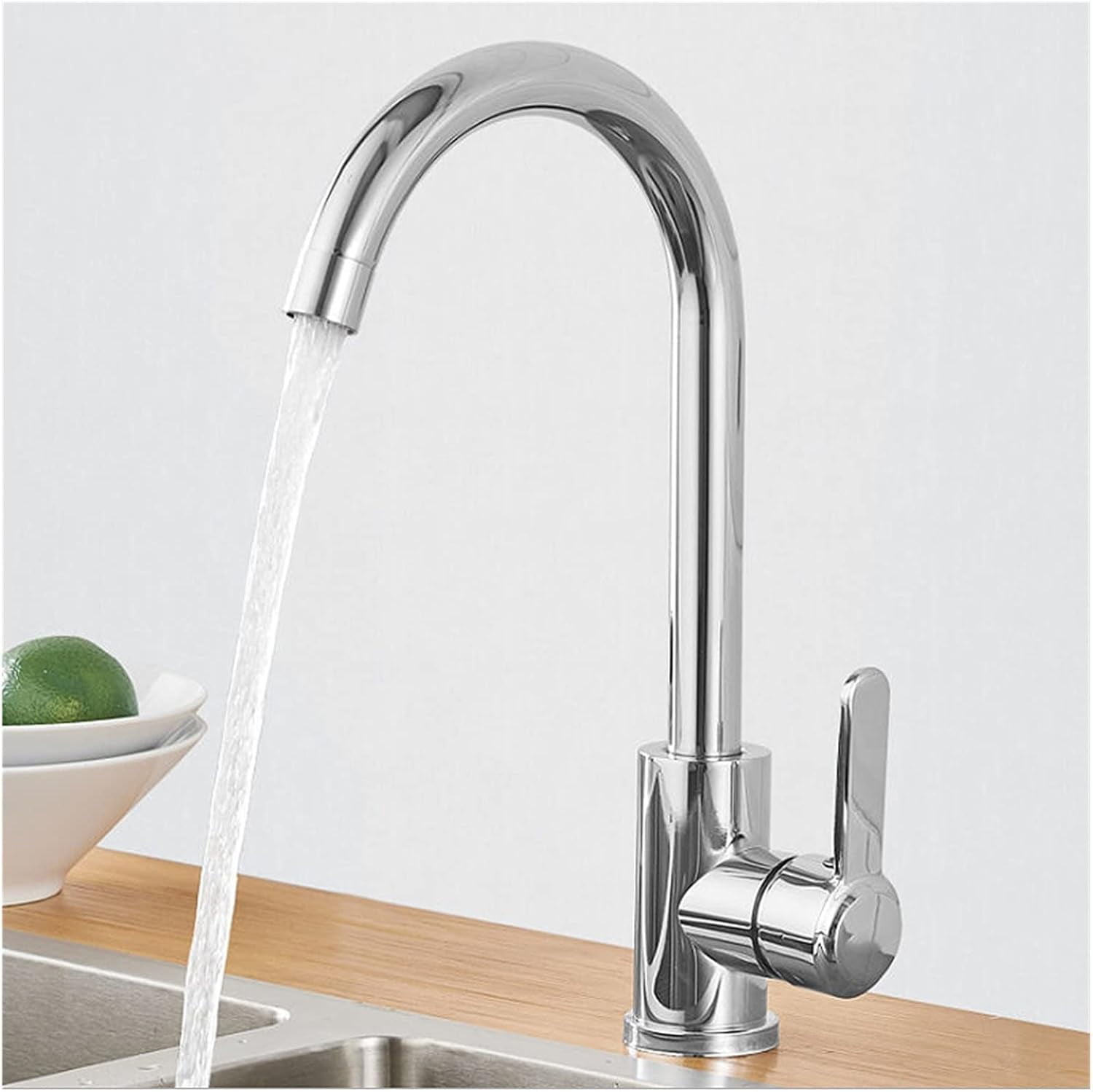 360 Rotatable Hot and Cold Dual Temperature Stainless Steel Sink Faucet Kitchen Faucet with 2 Hose