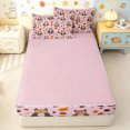 thumbnail image 4 of Manfei Cute Rustic Bear Zipper Twin Comforter Sets with Fitted Sheet and 2 Pillowcases, Waterclor Fall Leaves Zipper Bedding Set, Pink, Pink Reversible, 4 Pieces, 4 of 7