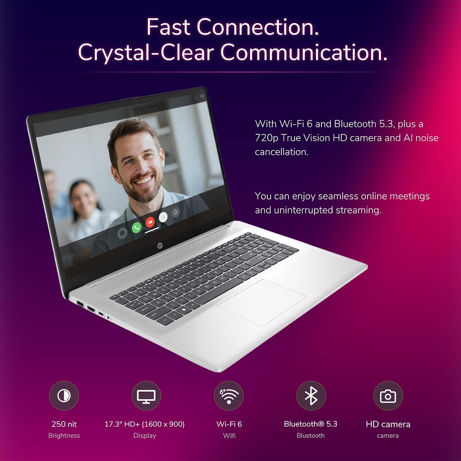 HP 17.3-inch Flagship Touchscreen Laptop - AI-Powered Copilot, AMD R5-7530U(up to 4.5GHz), Wi-Fi 6, 8G RAM, 512GB SSD, Win 11 Pro, w/Accessories