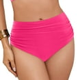 thumbnail image 4 of Zhden Bikini Bottoms for Women Mid Rise Bikini Bottoms Ruched Scrunch Swim Bottom Full Coverage Bathing Suit Bottoms（Hot Pink,XXL）, 4 of 9