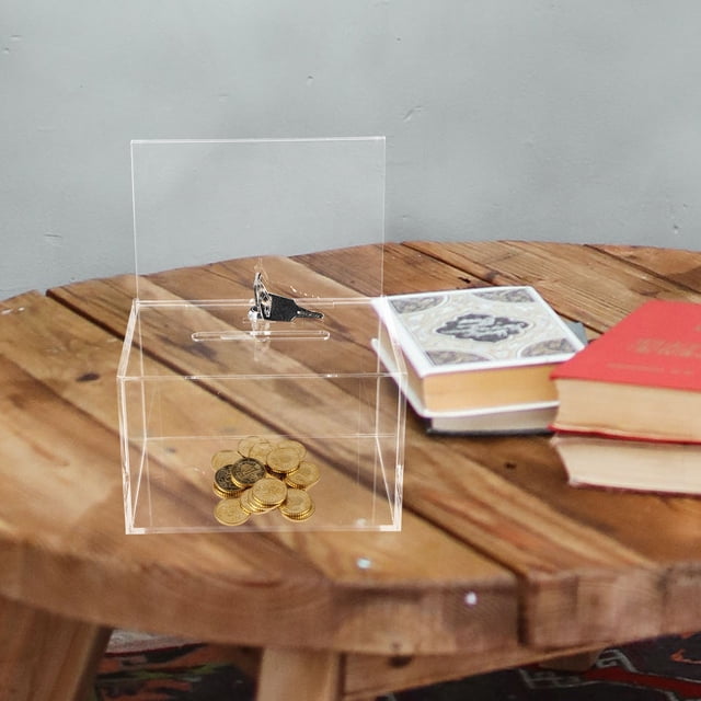 Phenofice 1 Set Clear Suggestion Box Acrylic Rectangular for Factory Collecting Donations Voting Box