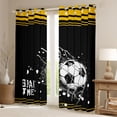 thumbnail image 2 of Feelyou Teens Watercolor Football Curtains Pack of 2 (42x84 Each), Cartoon Soccer Sports Curtains Blackout, Rugby Goal Time Bedroom Curtains, Black Yellow Curtains and Drapes Decor, 2 of 6