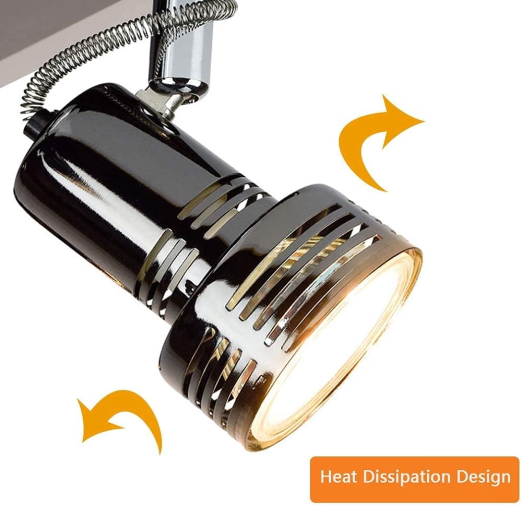 Depuley 4 Light Industrial Track Ceiling Spotlight Adjustable Rotatable Track Ceiling Light Fixture for Living Room Bedroom Kitchen Dining Hallway, GU10 bulb included