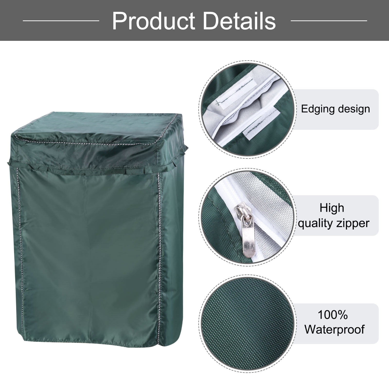 Top Load Washer Cover, Portable Washing Machine Cover, 20Wx20Dx34H Inch(S Size) Green Waterproof Cover