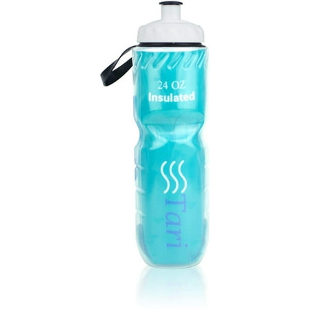 Bottle Tin - Tari BPA Free Plastic Insulated Squeeze Water Bottle With Thermal Foil Protection - Ideal For Bikers, Hikers & Outdoor Sports Activities 24 Oz Teal