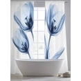 thumbnail image 5 of Ray Flower Sheer Curtains for Living Room Bedroom, Light-filtering Sheer Curtain, Abstract Blue Tulip Transparent Floral Rod Pocket Voile Window Treatment Drapes, 52’’Wx108’’L, 2 Panels Set, 5 of 7