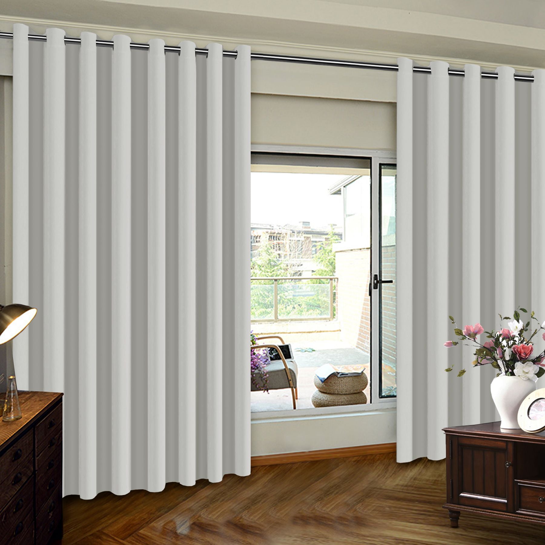 Thermal Insulated Door Blinds, White Patio Door Curtain ...
