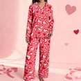 thumbnail image 4 of Valentine's Day Pajamas Sets Women Cute Pink Heart Print Pjs Sets Shirt Top Pants 2 Piece Sets Sleepwear Red L, 4 of 5