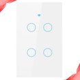 thumbnail image 4 of EeaseCA AC110-250V Interrupteur Mural Sans Fil Tactile Sensible Lumière LED Intelligente Écran Tactile Compatible pour APP 1/2/3 Gang (Blanc, Design Quatre Interrupteurs), 4 of 7