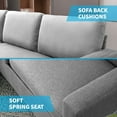 thumbnail image 3 of Mjkone 86" L-Shaped Sectional Sofa with Storage Ottoman, 3 Seat Couch with Reversible Chaise for Living Room/Office/Apartment, Light Gray, 3 of 6