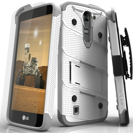 Zizo BOLT Series compatilbe with LG K7 Case Military Grade Drop Tested with Tempered Glass Screen Protector, Holster,