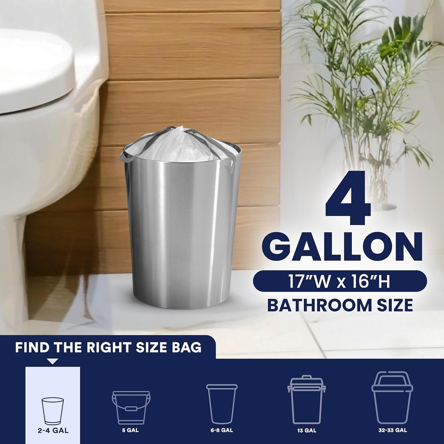 4 Gallon White Drawstring Trash Bags, 200 Count (Pack of 1) – 0.7 Mil Leak-Proof Garbage Liners for Small Trash Can, Bathroom, Kitchen, Office, and Car Use