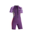 thumbnail image 2 of Girls Wetsuit Front Zipper Swim Suit Sun Protection Swimming Clothes with Zipper Violet S, 2 of 9