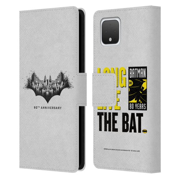 Head Case Designs Officially Licensed Batman DC Comics 80th Anniversary Logo Gotham Leather Book Wallet Case Cover Compatible with Google Pixel 4