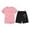 Pink, variant on CAIXIA Girls 4-16 Short Sleeve And Shorts Set Girls Summer Outfit Set with Bow Print Candy Colored Short Sleeve Tee and Comfortable Shorts,8-9 Years