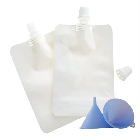 (Price/ 50 PCS) Aspire 3.25 OZ White Poly Spouted Stand Up Pouch with Funnel, Drink Bags, 8.2 mm Spout, FDA Compliant, BPA
