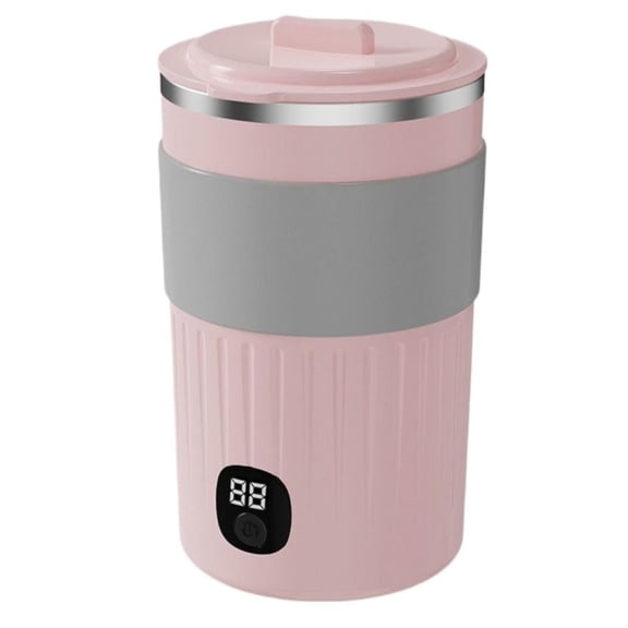 400ml Self Stirring Mug with Temperature Display - Electric Coffee Cup with Magnetic Mixing - Rechargeable Auto Stirring Travel Mug for Protein Shakes - Hot Chocolate - Tea - Pink
