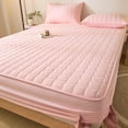 thumbnail image 1 of Ice Silk Summer Mattress Protector - Quilted Waterproof Bed Cover Set, Comfortable Nylon Spandex Topper for All Mattresses, Pink, JKODE, 1 of 6