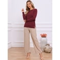thumbnail image 4 of DARING DIVA Women's Pullover Long Sleeve Crew Neck Knit Sweater Tops M Wine Red, 4 of 6