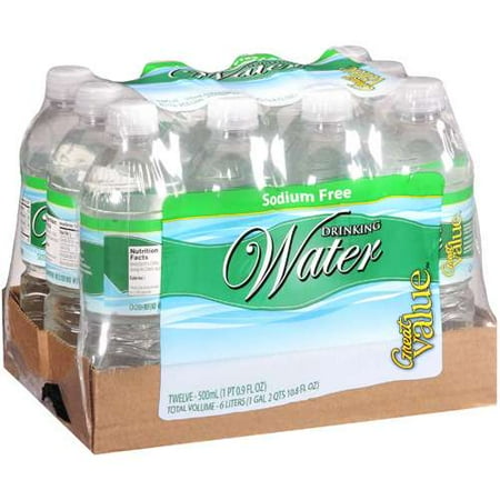 Great Value Sodium Free Drinking Water, 500 mL, 12 Count