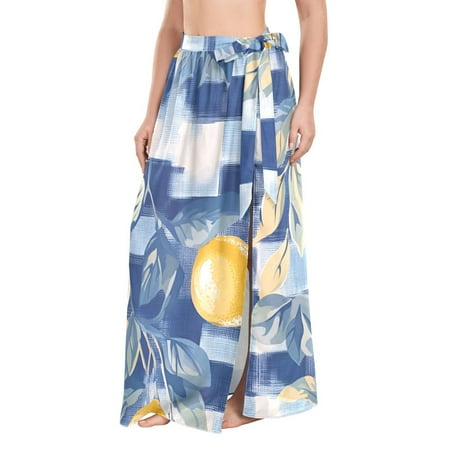 FORMRS Beach Sarong for Women Semi-Sheer Wrap Skirt Swimsuit Cover Up  Retro Plaid Lemon