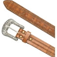 thumbnail image 3 of Zhengup Silver Rhinestone Belt Western Cowgirl Cowboy Belts Vintage Bling Crystal Diamond Studded Leather Belt for Jean Pants (brown-belt), 3 of 6