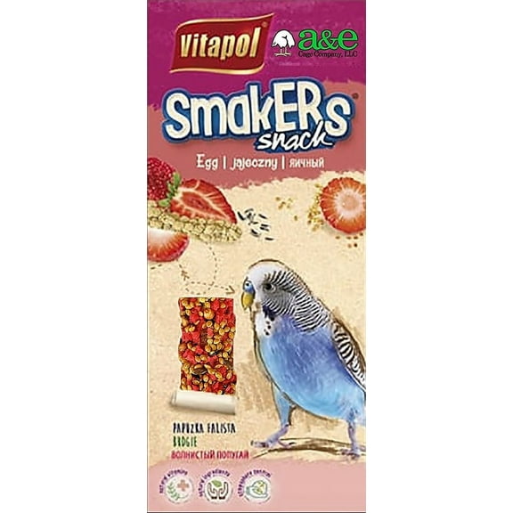 AE Cage Company Smakers Parakeet Strawberry Treat Sticks [Bird Parakeet Treats, Bird Treat Sticks, AE Cage Company, Bird Supplies] 2 count
